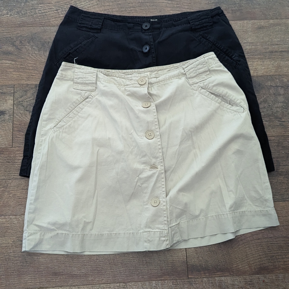 Lot of 2 St. John's Bay Size 12 Skorts Black and Tan